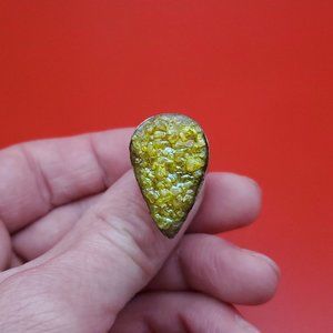 Size 8 925 Sterling Silver Unknown Inlay Large Handmade Ring